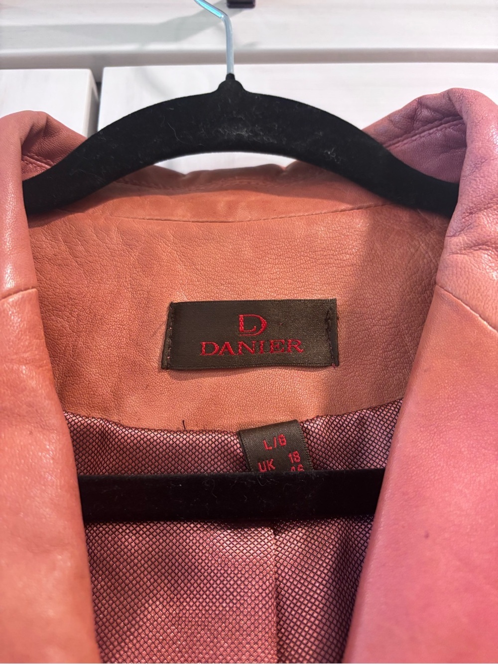 Danier genuine leather blazer jacket coral/dusty rose large button front - Picture 2 of 14